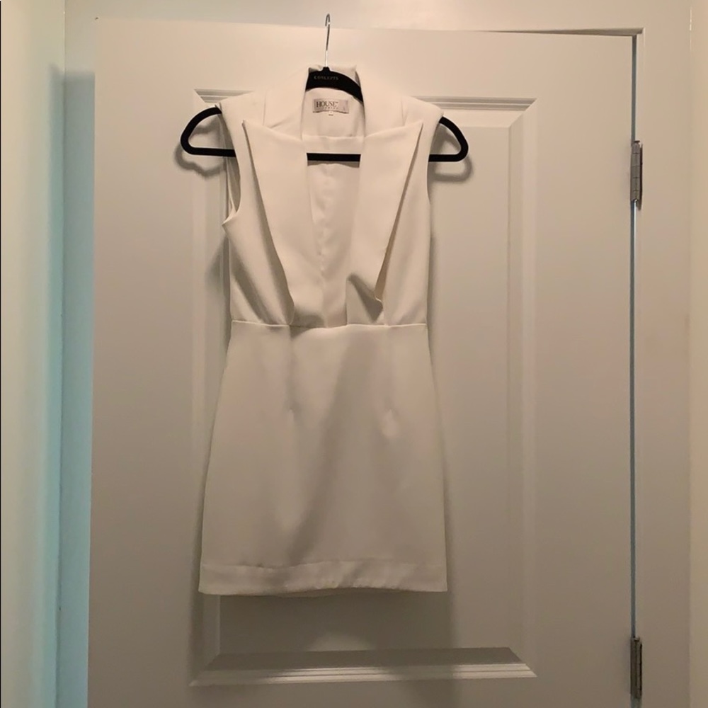 White low cut mini dress House of CB